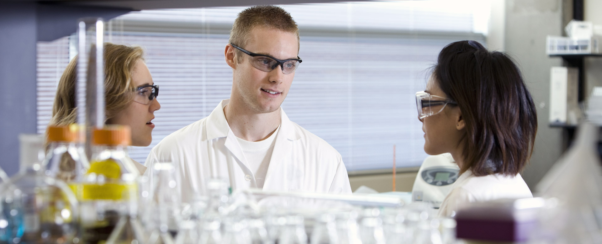 Science students working in a lab