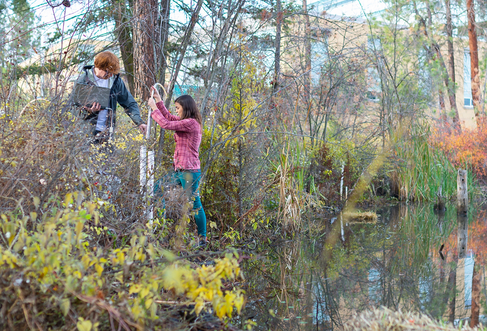 Freshwater Science student and professor in the field