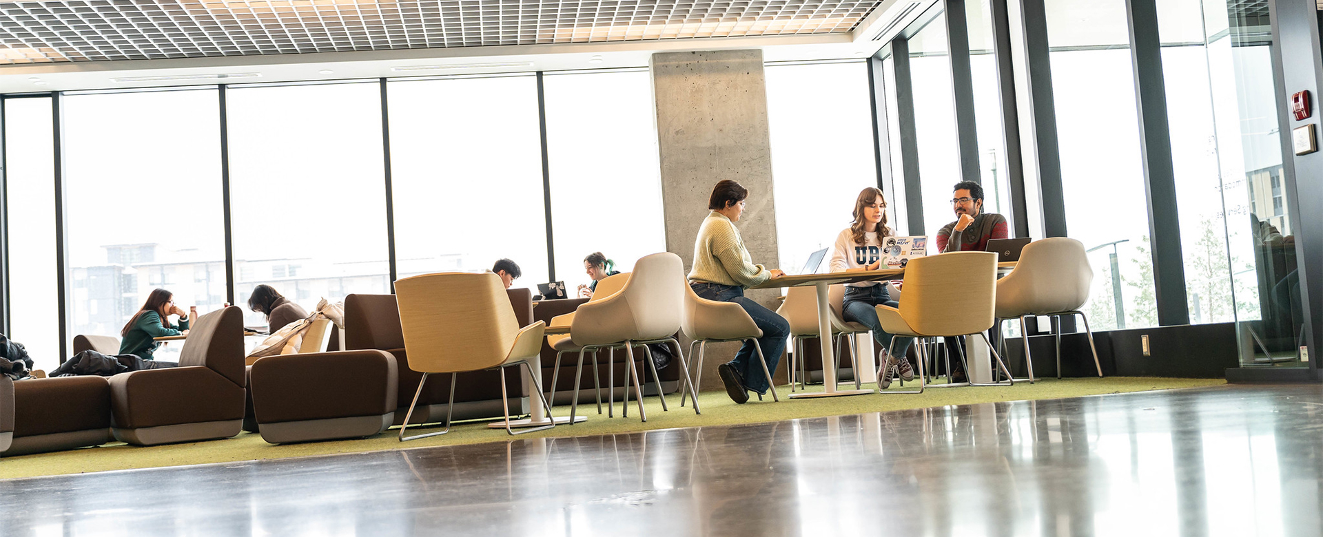 Students studying in Nechako Building at UBC Okanagan